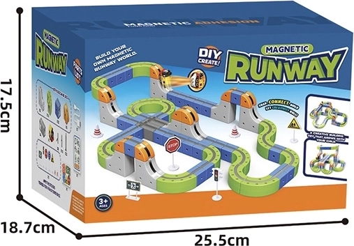 Magnetisk farverig racerbane med tog, 123 dele