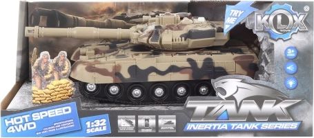 Beige batteridrevet tank med svinghjul