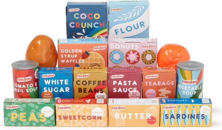 Rigt sæt dagligvarer til realistisk leg