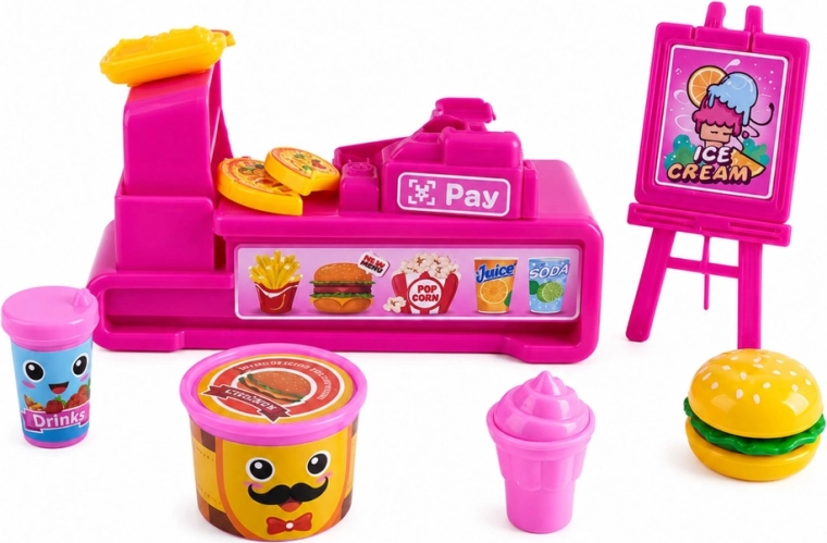 Realistisk fastfoodbod med kasseapparat