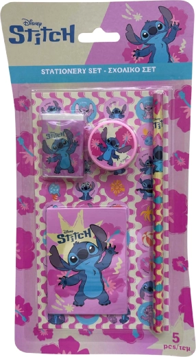 Fem-delt skrivesæt Lilo & Stitch i pink