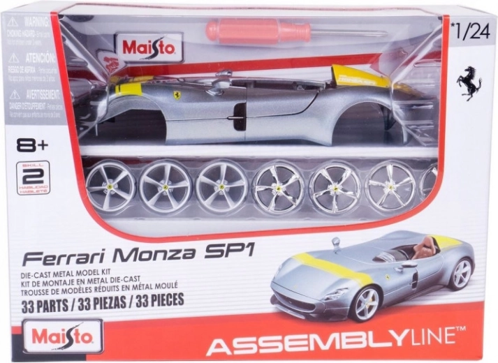 Maisto Ferrari Monza SP1 sølvfarvet byggesæt bil 1:24
