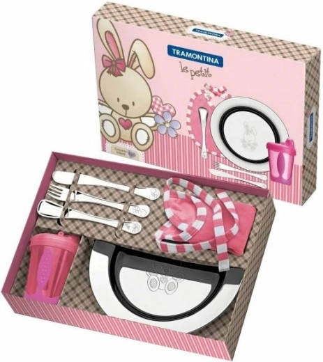 Tramontina Le Petit børnespisesæt, 6 dele, rosa
