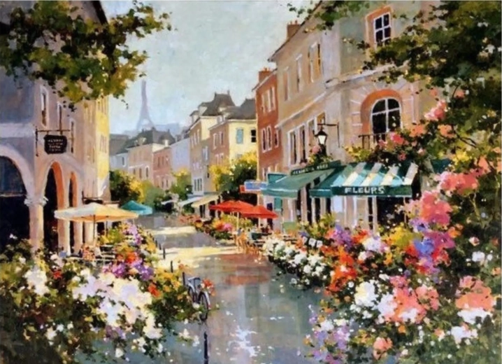 Norimpex mal efter tal Parisergade i blomst 40 × 50 cm