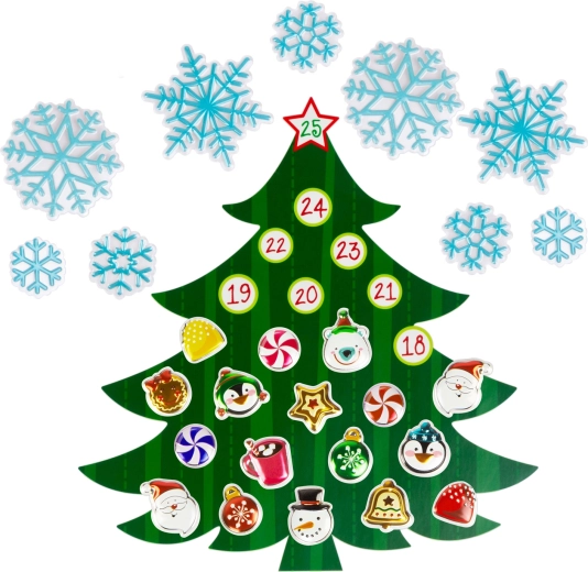 Selvklæbende væg-adventskalender med julemotiv