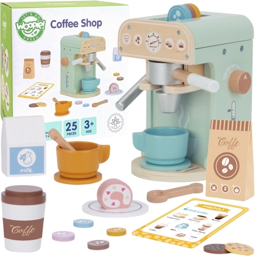Træ Kaffemaskine Woopie Green Konditori Barista 25 stk