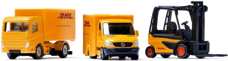 Detaljerede køretøjer i DHL-design