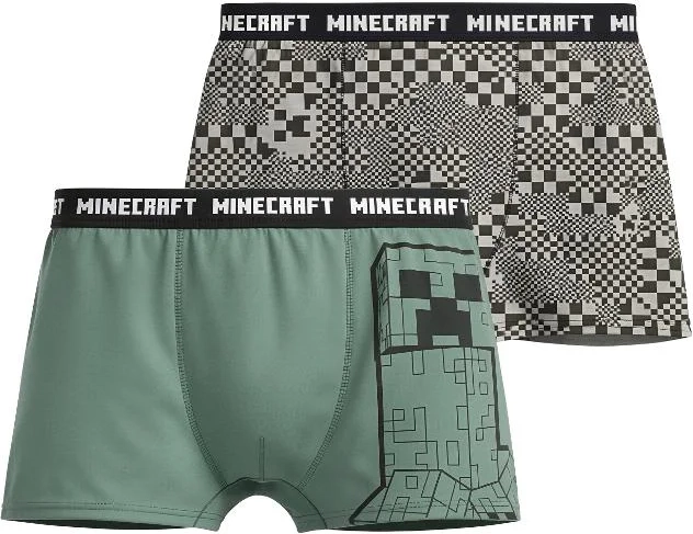 Minecraft drengeboksershorts grøn-grå (duopack 2 stk.)