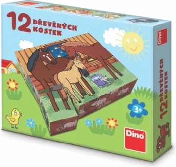 Dino træklodser husdyr 12 stk.