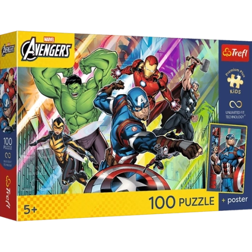 100 brikker og dynamisk Marvel Avengers-motiv