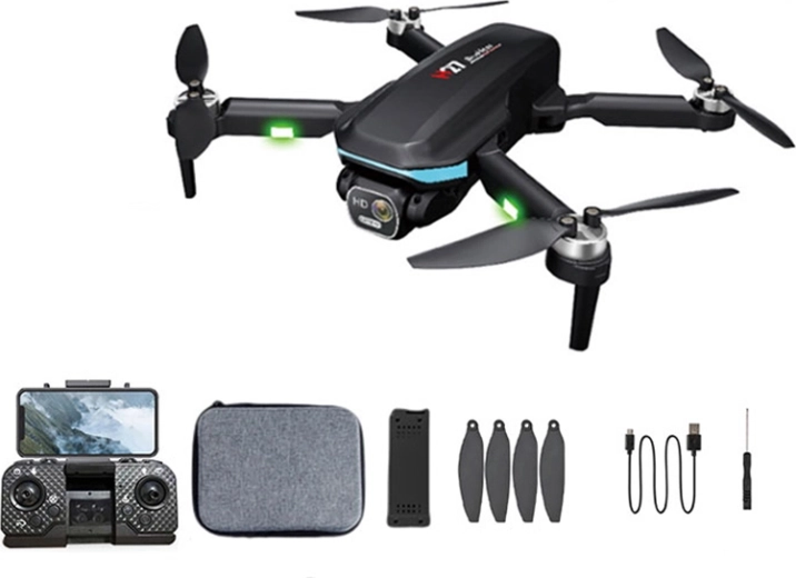 Sammenklappelig drone med forhindringsdetektering og wi‑fi‑kamera 720p, rc‑styring