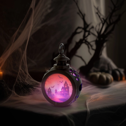 Halloween-hængende LED-dekoration med borg