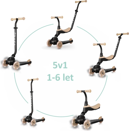 Qplay Sema Evo børneløbehjul og balancecykel med LED-lys khaki