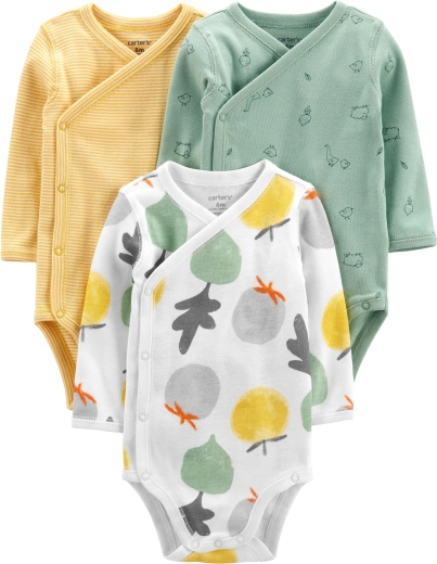 Carter’s body med lange ærmer Veggies, neutral, 3 stk., str. 46
