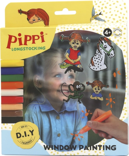Pippi Langstrømpe kreativt sæt til maling og vinduesdekoration