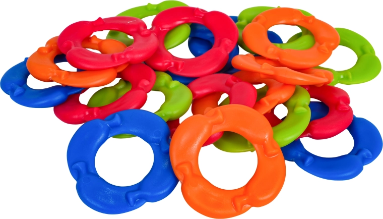 20 farvede ringe til spil for op til fire spillere