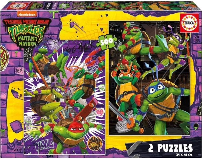 Puslespil Ninja Turtles 2×500 brikker