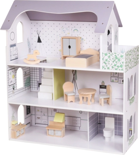 Træ dukkehus rose montessori baby mix