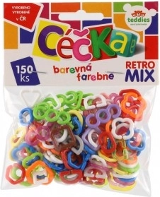 Céčka farverige retro mix – 150 stk. plastudstøbninger