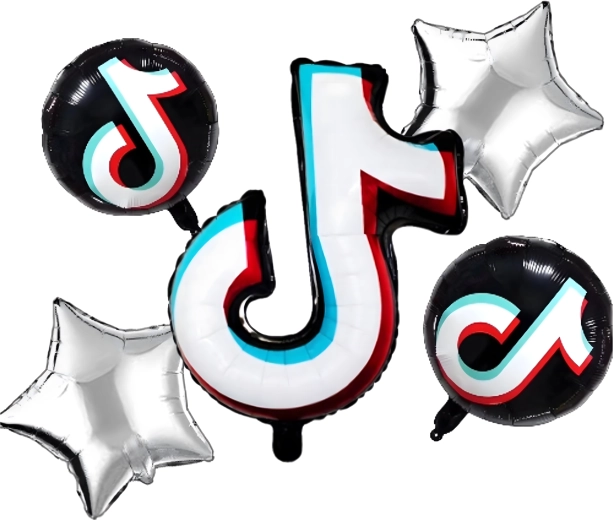 Sæt med TikTok-balloner – node og stjerner, 5 stk.