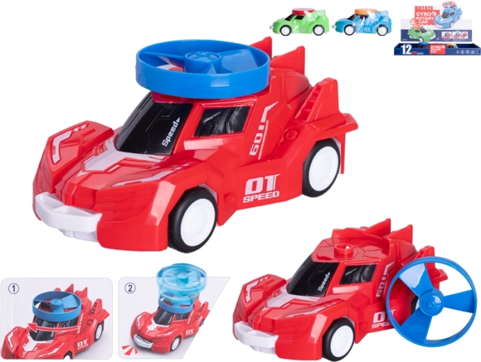 Sportsvogn med friktionsmotor og spinner, 14 cm
