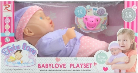 Baby med lyde og blødt krop, 27 cm