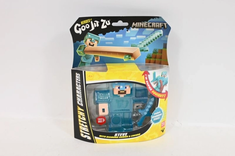 Heroes of Goo Jit Zu Minecraft Steve – strækfigur med diamantrustning og sværd