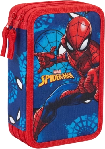 Tredelt, komplet Spider-Man-skoletaske i blå og rød