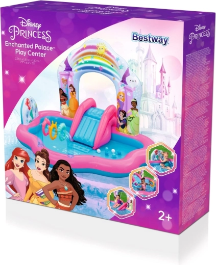 Oppusteligt Disney Princess legeområde med rutsjebane og bruser