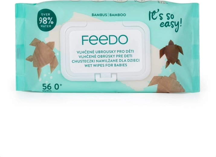 Feedo fugtige bambusservietter uden plastik 56 stk.