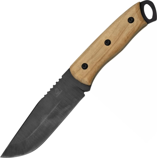 BeaverCraft BSH4 bushcraft-kniv med blåneret klinge og valnøddeskæfte, læderetui