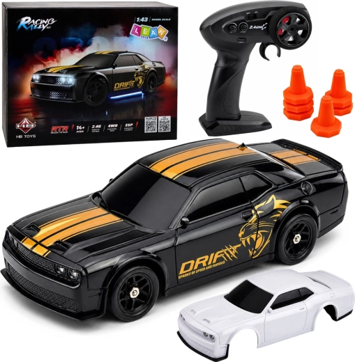 Sports RC driftbil 4WD med gyroskop 2,4 GHz 1:43 sort