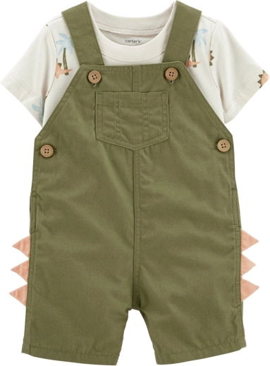 Carter's 2-delt sæt med T-shirt og seleshorts Green Dino til drenge