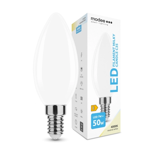 Modee Smart Lighting LED stearinlys E14 7 W neutral hvid mælkehvidt glas