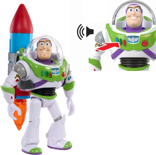 Mattel Disney Toy Story interaktiv figur Buzz Lightyear med raket 27 cm (engelsk version) - 1 stk.