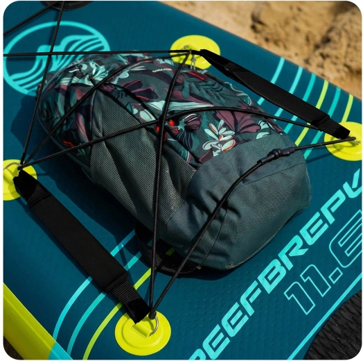 Komfort og sikkert fodfæste takket være EVA-overflade og bungee-net