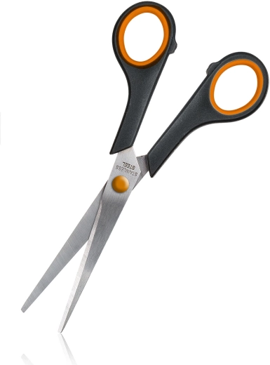 Rustfri saks 17 cm orange-sort