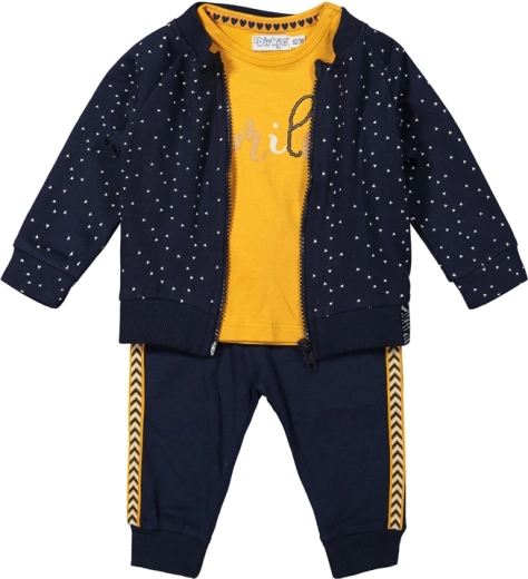 Dirkje børnesæt 3 dele – sweatshirt, T‑shirt og bukser, blå