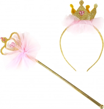 Hårbøjle til prinsesse med krone og tryllestav
