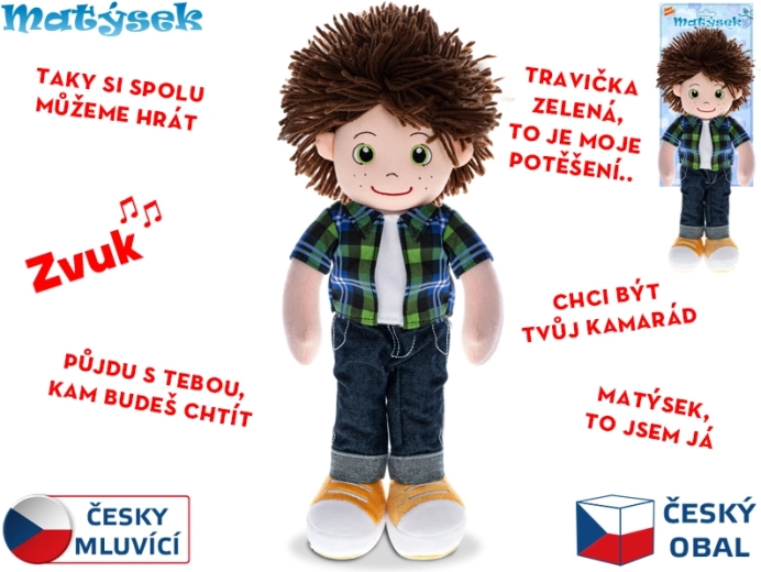 Interaktiv dukke Matýsek – taler tjekkisk, plysbamse, 37 cm