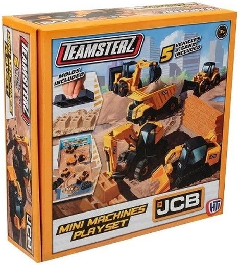 Teamsterz JCB sæt med mini entreprenørmaskiner med sand (5 stk.)