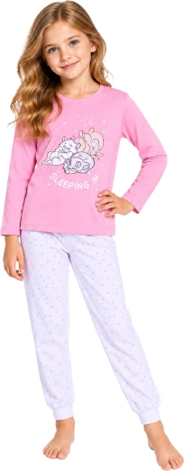 Pige-bomuldspyjamas Disney Bambi i pink og hvid