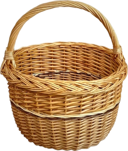 Rund indkøbskurv af lakeret pil 29 × 34 cm