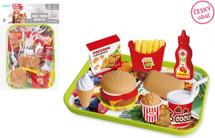Legetøjssæt Fast Food med bakke til børn
