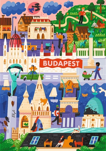 trefl puslespil premium plus the art of colour: budapest, ungarn 1000 brikker