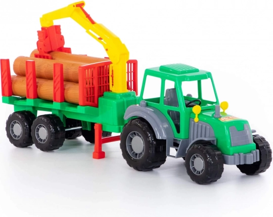 Skovtraktor Altaj med læsser og anhænger