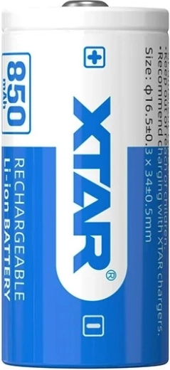 Xtar li-ion batteri 16340 / r-cr123 3,7 v 850 mah med beskyttelse - 1 stk.
