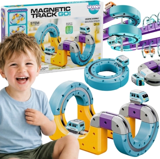 Woopie magnetisk konstruktionssæt – togbanesæt med magnetisk tiltrækningseffekt, 38 dele