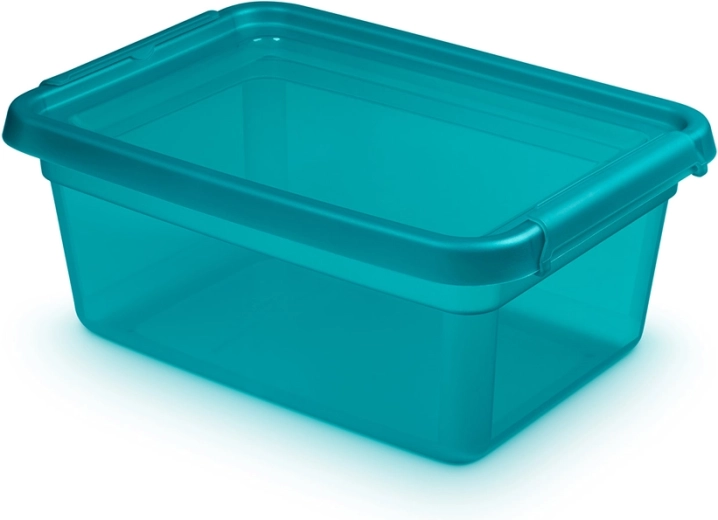 Basestore opbevaringsboks i plast med låg og clips, Ocean 12,5 l (28 × 38 × 16 cm)