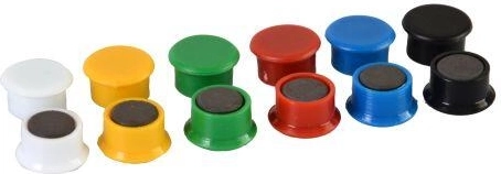 Farvede magneter 13 mm, farvemix, 14 stk.